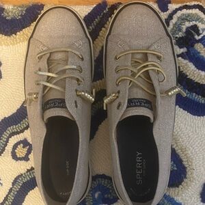 Sperry Glittery Silver Sneakers